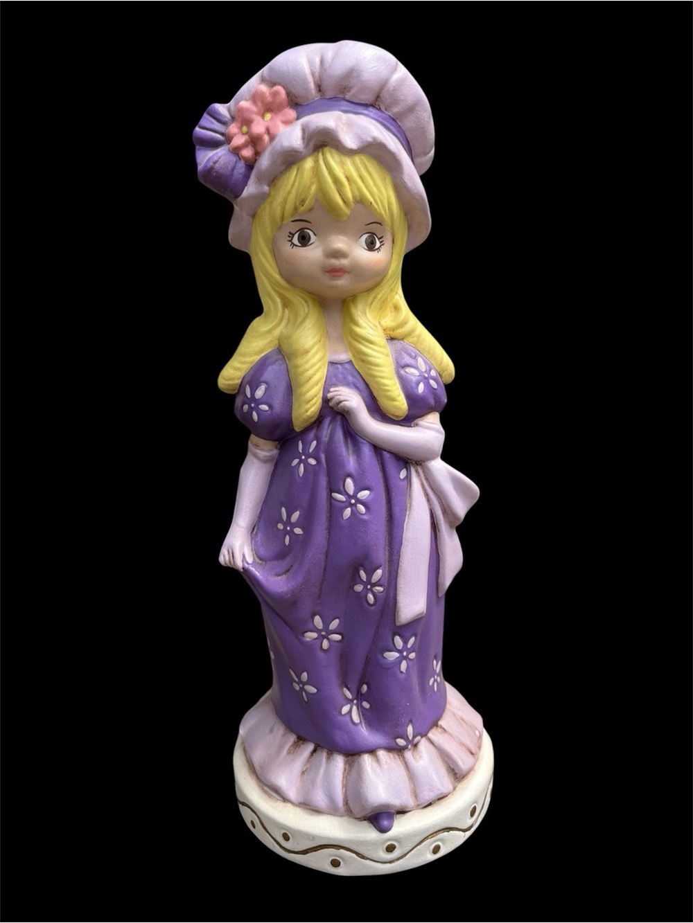Vintage ceramic mug lid Lilac purple Porcelain Girl Figurine